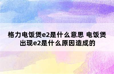 格力电饭煲e2是什么意思 电饭煲出现e2是什么原因造成的